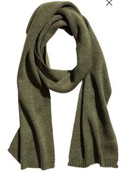 Ribbed scarf - Khaki green - Men
